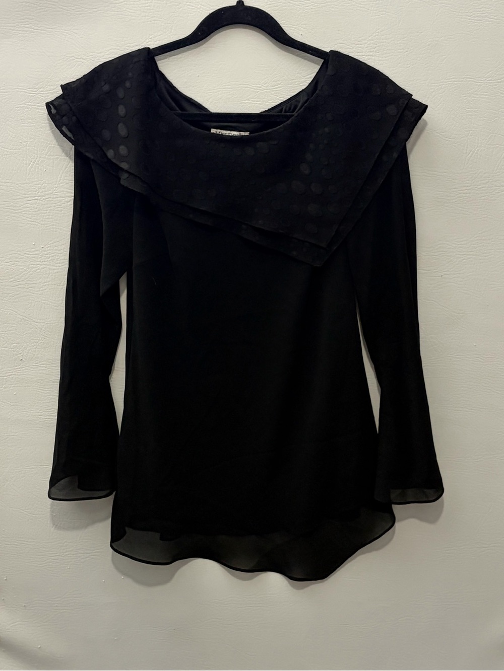 Vintage Black Whimsigoth Asymmetrical Bell Sleeve Blouse